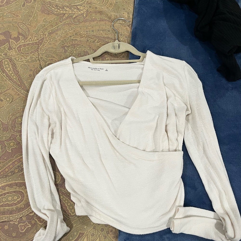 Abercrombie & Fitch Cream Wrap Blouse